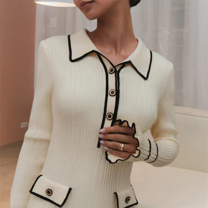 Women's Knitted Dress with Long Sleeves