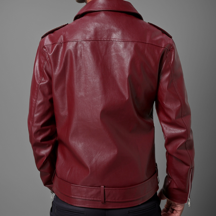 Men's Overshirt with Belt Detail in Wine Red