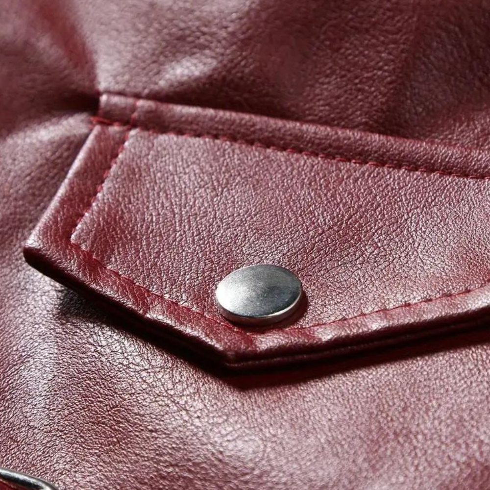 Men's Overshirt with Belt Detail in Wine Red