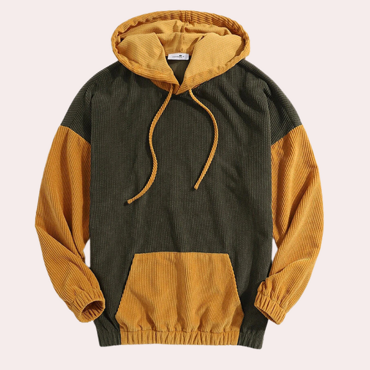 Men's Corduroy Hoodie with Drawstring Hood