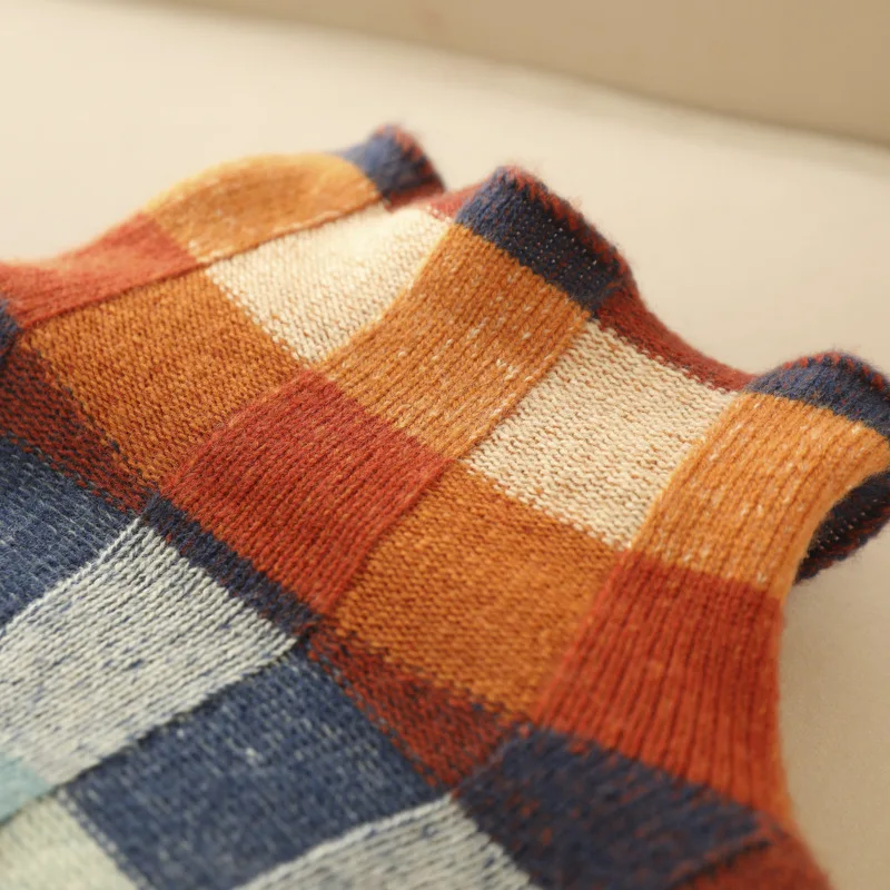 Women's Cashmere Checked Sweater Relaxed Fit