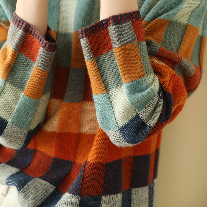 Women's Cashmere Checked Sweater Relaxed Fit