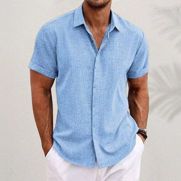 Caleb | Men's Linen Short Sleeve Shirt Button Down Regular Fit