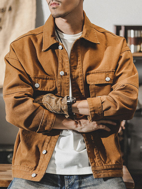 Men's Overshirt with Relaxed Fit and Button Front