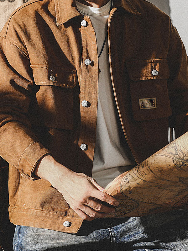 Men's Overshirt with Relaxed Fit and Button Front