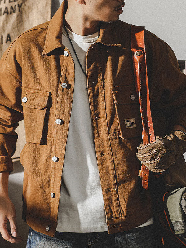 Men's Overshirt with Relaxed Fit and Button Front