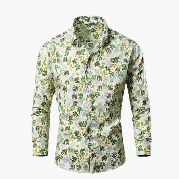 Floral Long-Sleeve Men's Shirt Button-Down