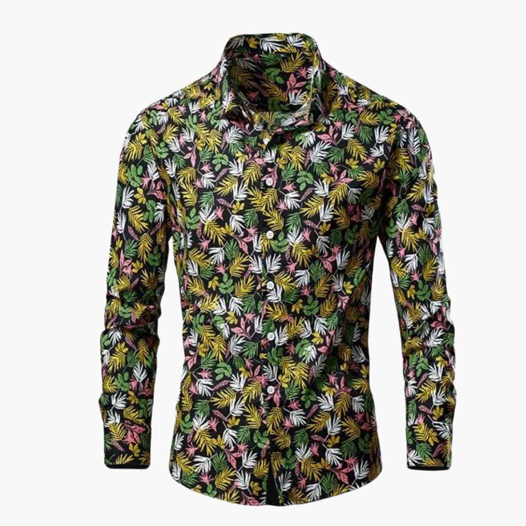 Floral Long-Sleeve Men's Shirt Button-Down