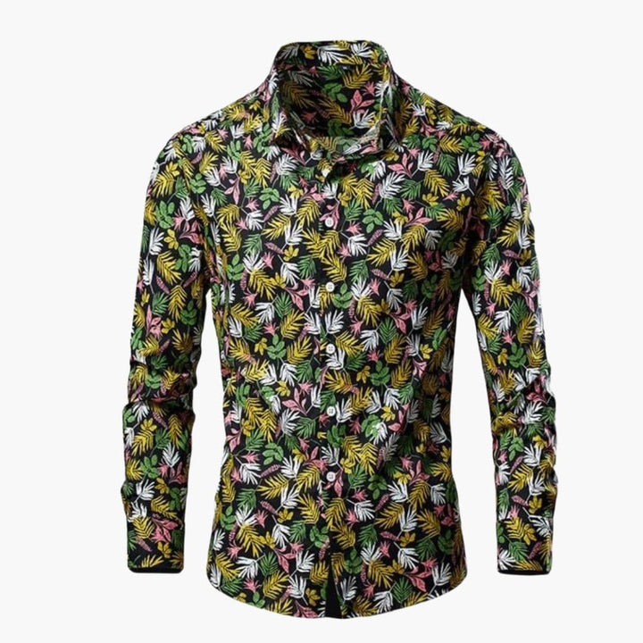 Floral Long-Sleeve Men's Shirt Button-Down