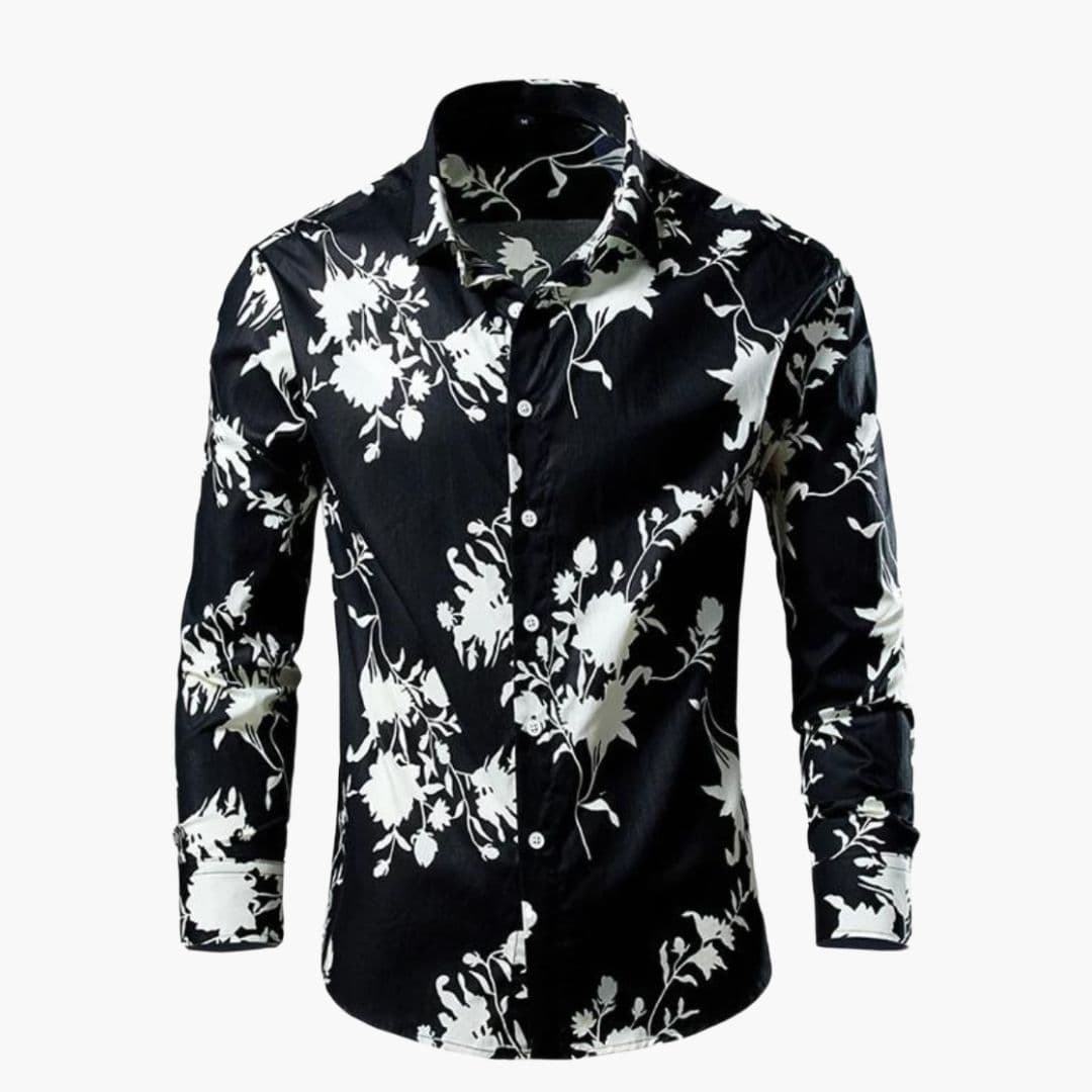 Floral Long-Sleeve Men's Shirt Button-Down