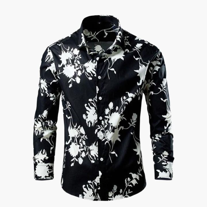 Floral Long-Sleeve Men's Shirt Button-Down