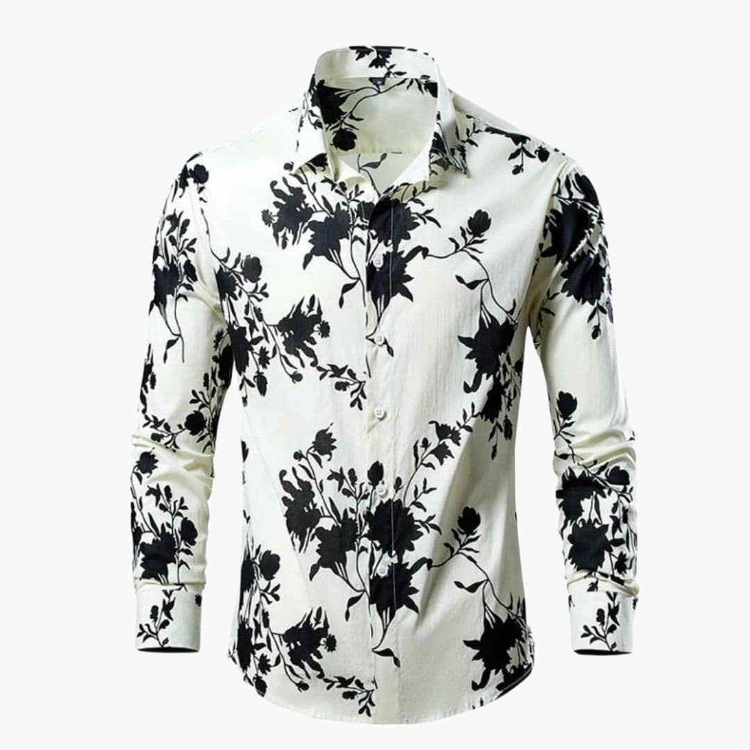 Floral Long-Sleeve Men's Shirt Button-Down