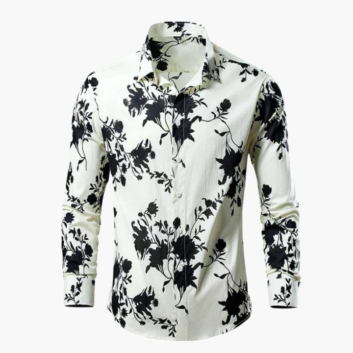 Floral Long-Sleeve Men's Shirt Button-Down