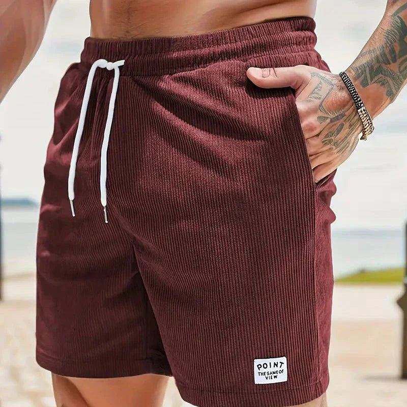 Corduroy Casual Shorts for Men - Drawstring Relaxed Fit