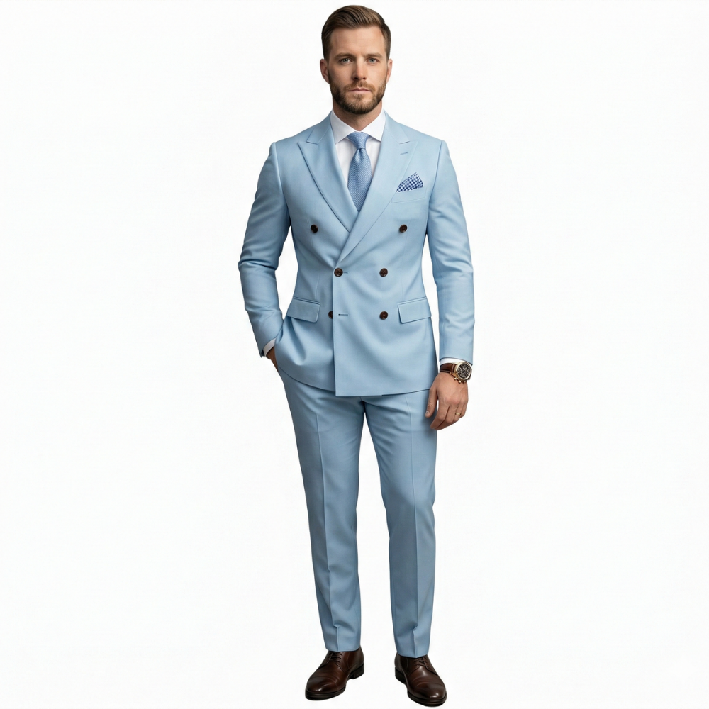 Premium Double-Breasted Suit Six-Button Two-Piece