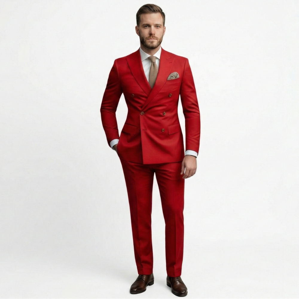 Premium Double-Breasted Suit Six-Button Two-Piece