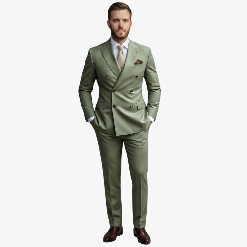 Premium Double-Breasted Suit Six-Button Two-Piece