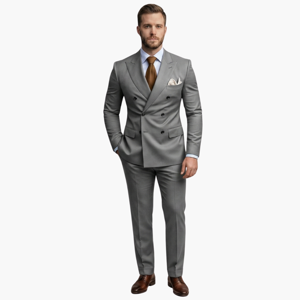 Premium Double-Breasted Suit Six-Button Two-Piece