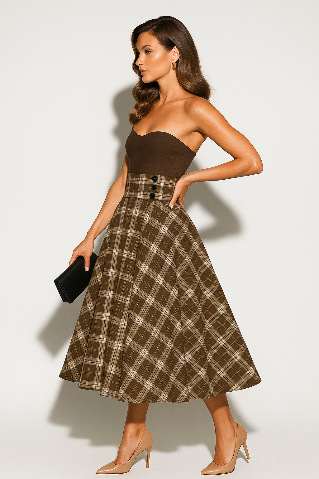 Women’s Plaid A-Line Midi Skirt
