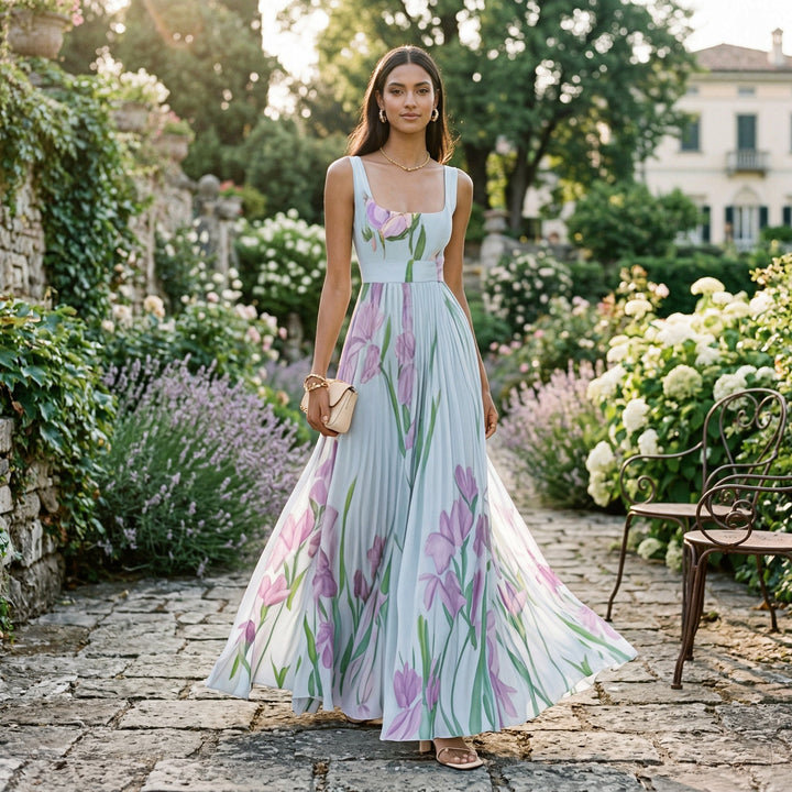 Elegant Floral Summer Maxi Dress for Wedding Guests