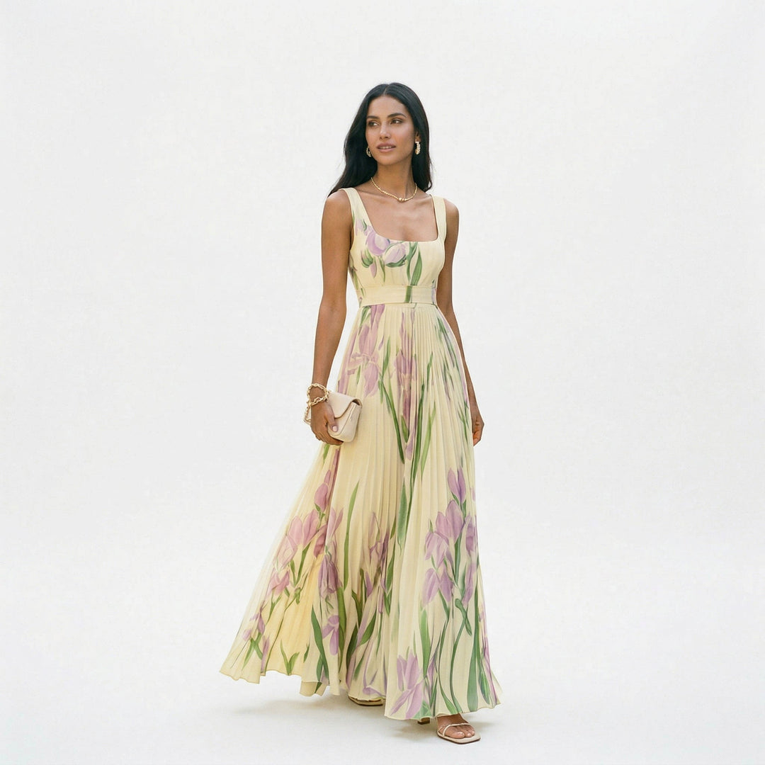 Elegant Floral Summer Maxi Dress for Wedding Guests