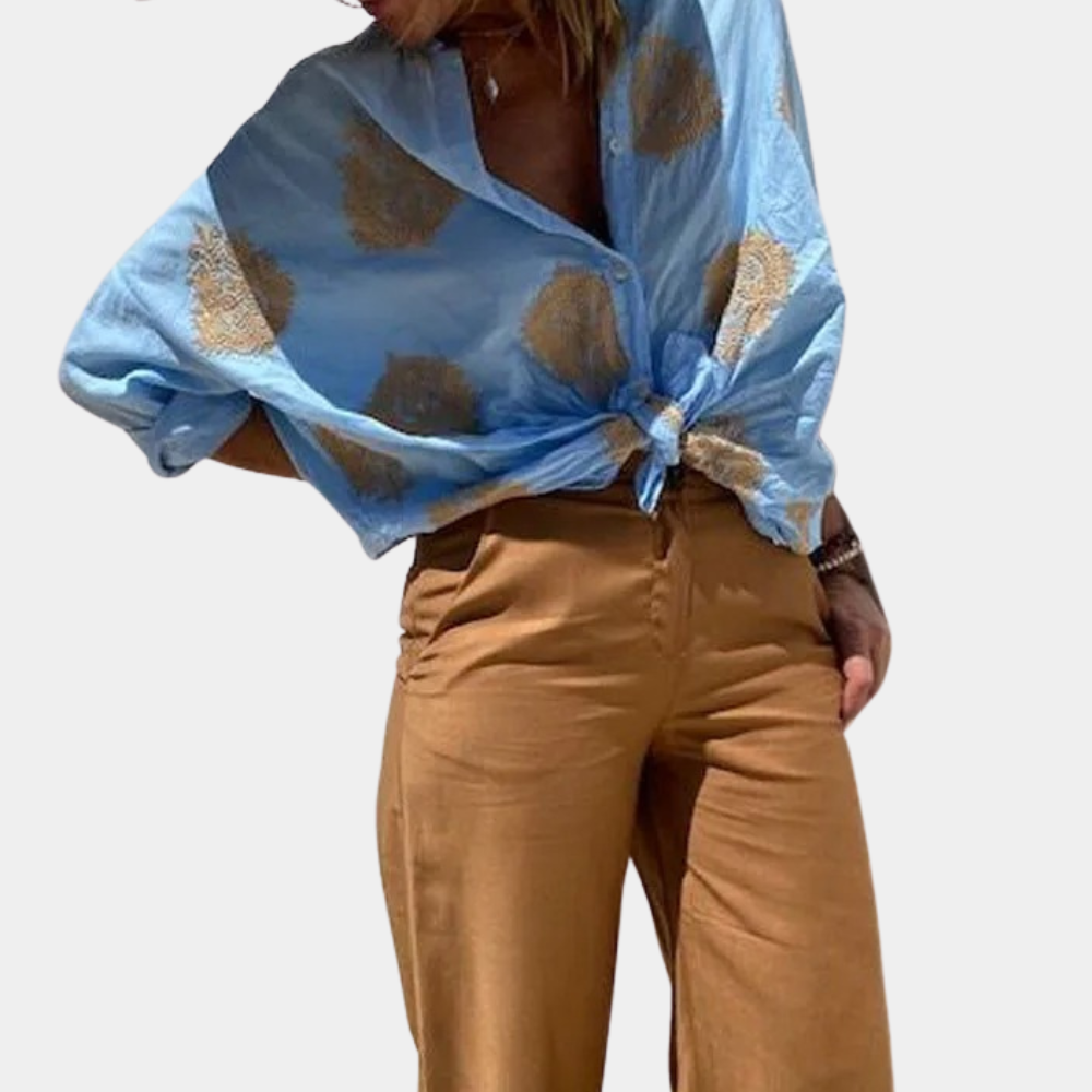 Women's Printed Blouse with Long Sleeves