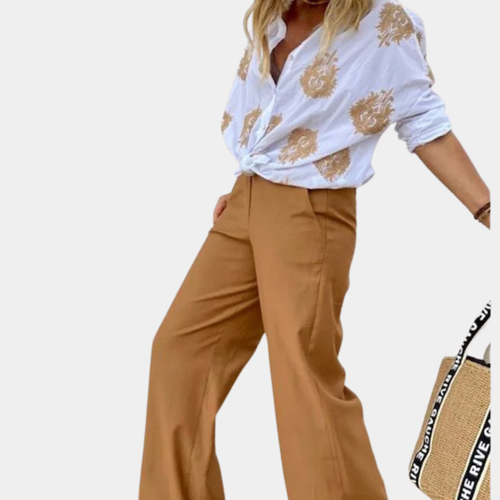 Women's Printed Blouse with Long Sleeves