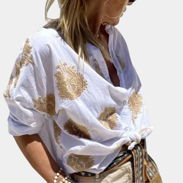Women's Printed Blouse with Long Sleeves