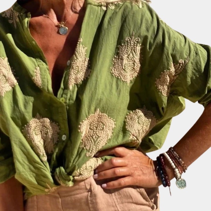 Women's Printed Blouse with Long Sleeves