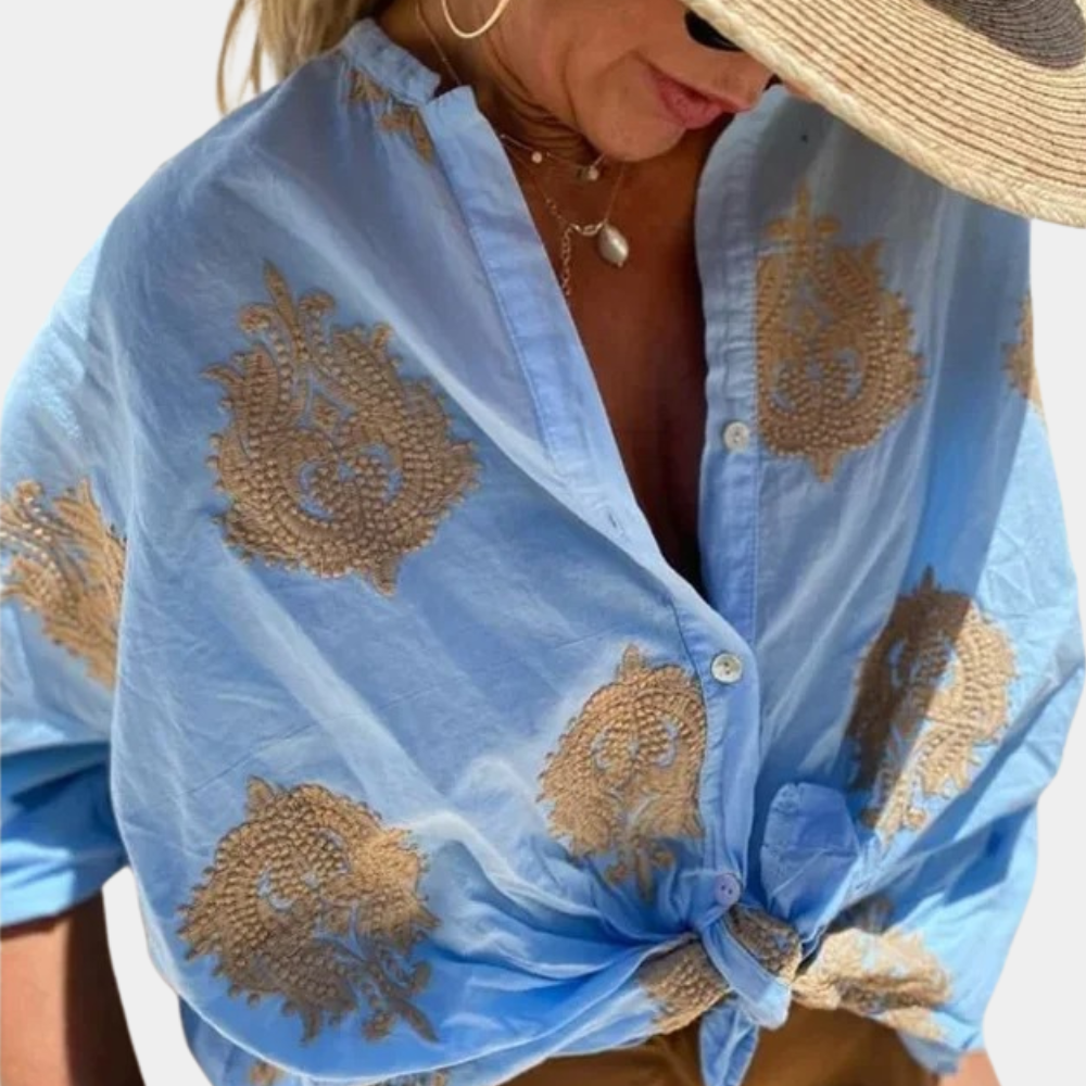 Women's Printed Blouse with Long Sleeves