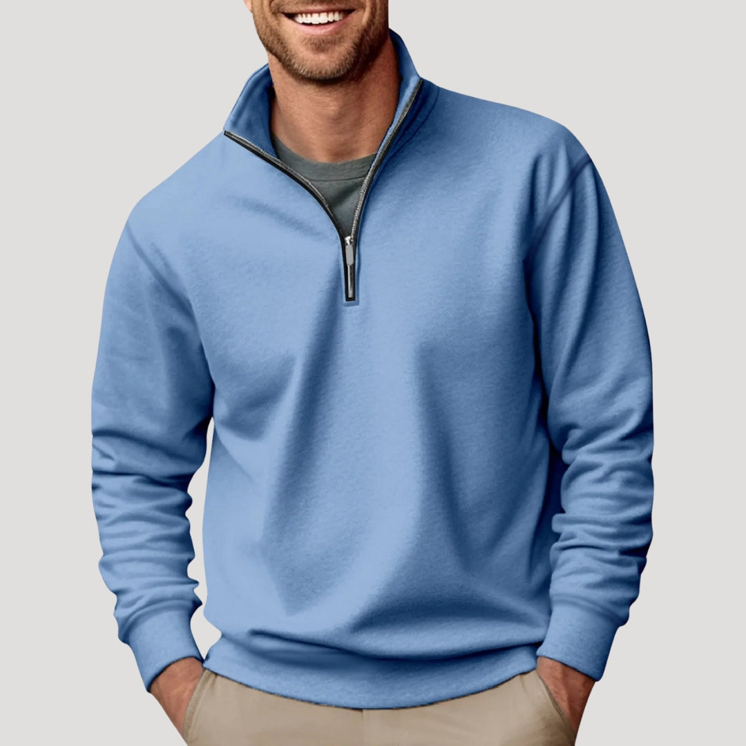 Lightweight Men's Cotton Half-Zip Sweatshirt - Breathable and Versatile