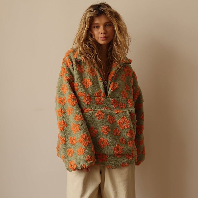 Women's Fleece Teddy Wool Coat – Orange