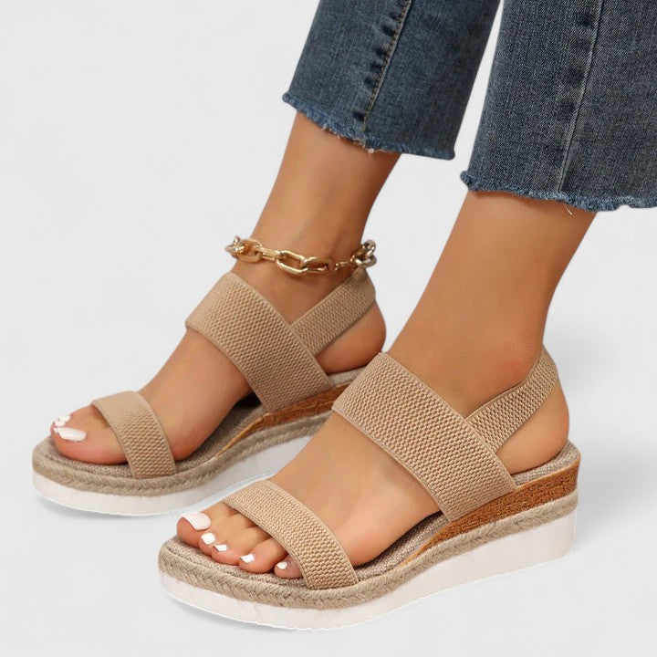 Vivienne Caldecrost | Black Espadrille Wedge Orthopedic Sandals