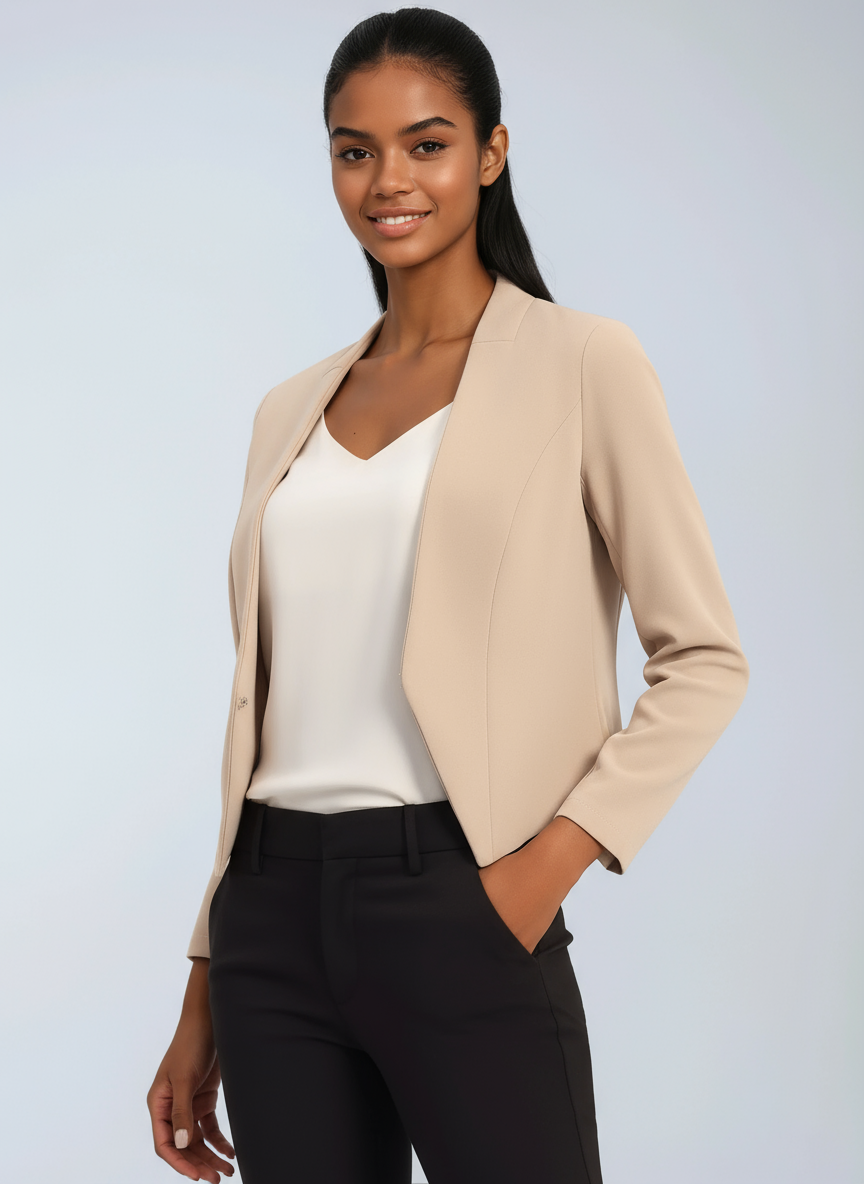 Women's Cropped Structured Blazer for the Office – Cream
