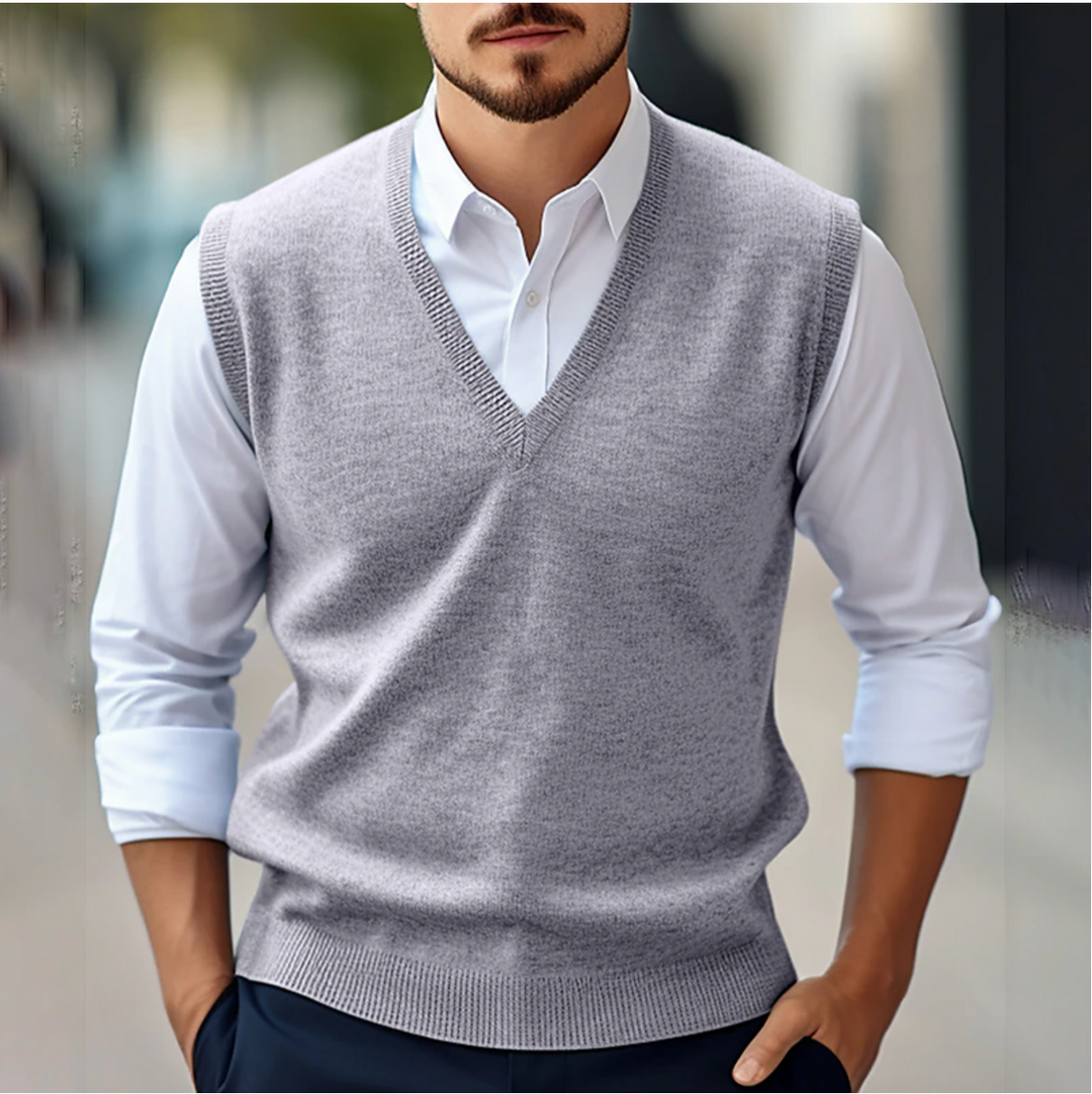 Men's Knitted Vest with V-Neck