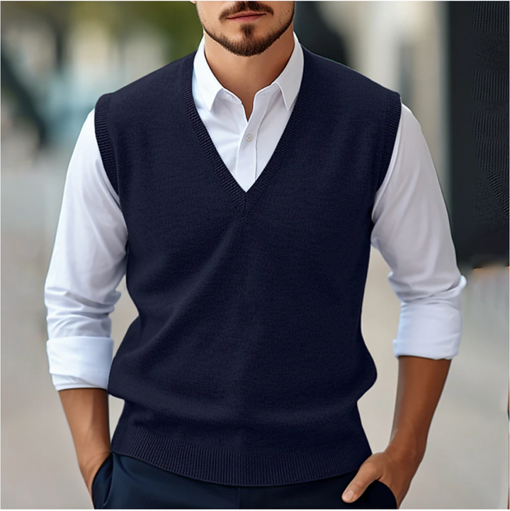 Men's Knitted Vest with V-Neck