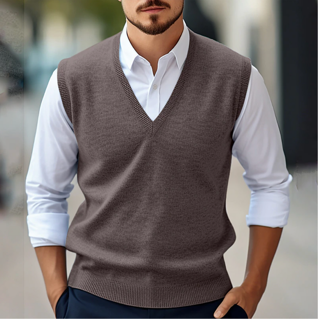 Men's Knitted Vest with V-Neck
