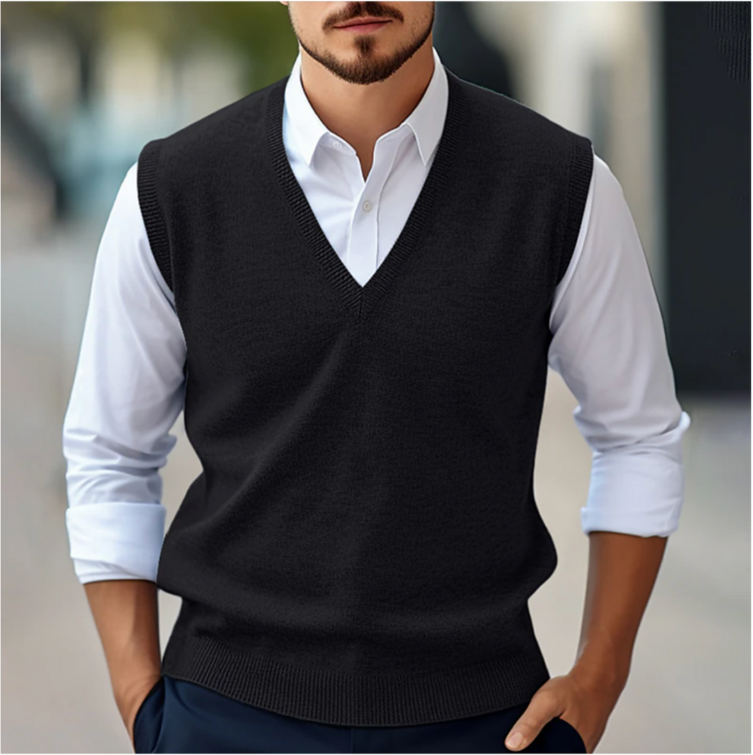 Men's Knitted Vest with V-Neck