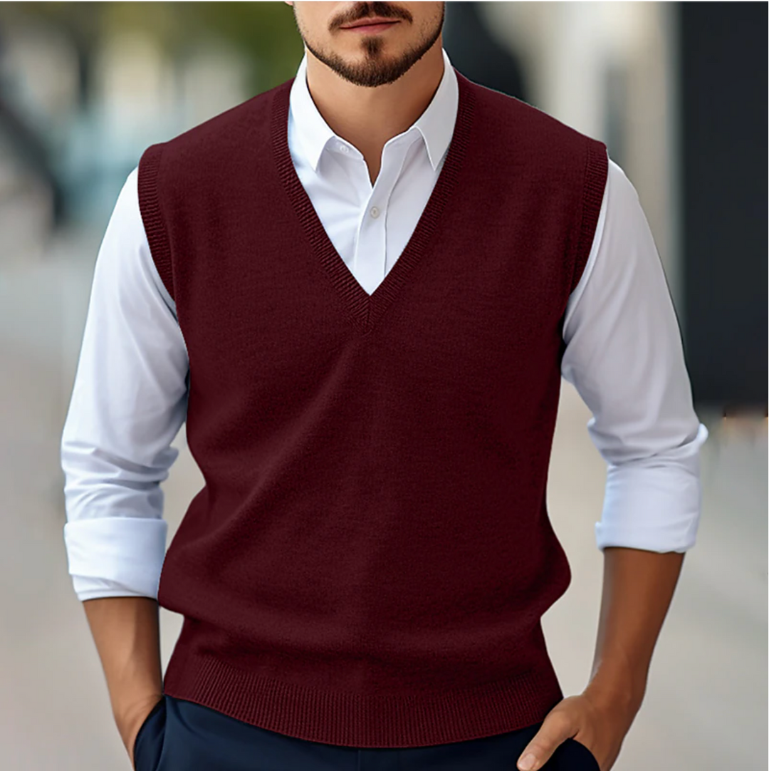Men's Knitted Vest with V-Neck