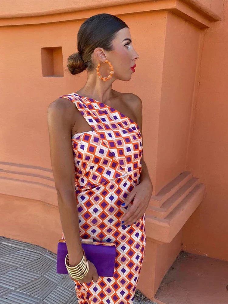 Avery | Stylish Women’s One-Shoulder Printed Dress