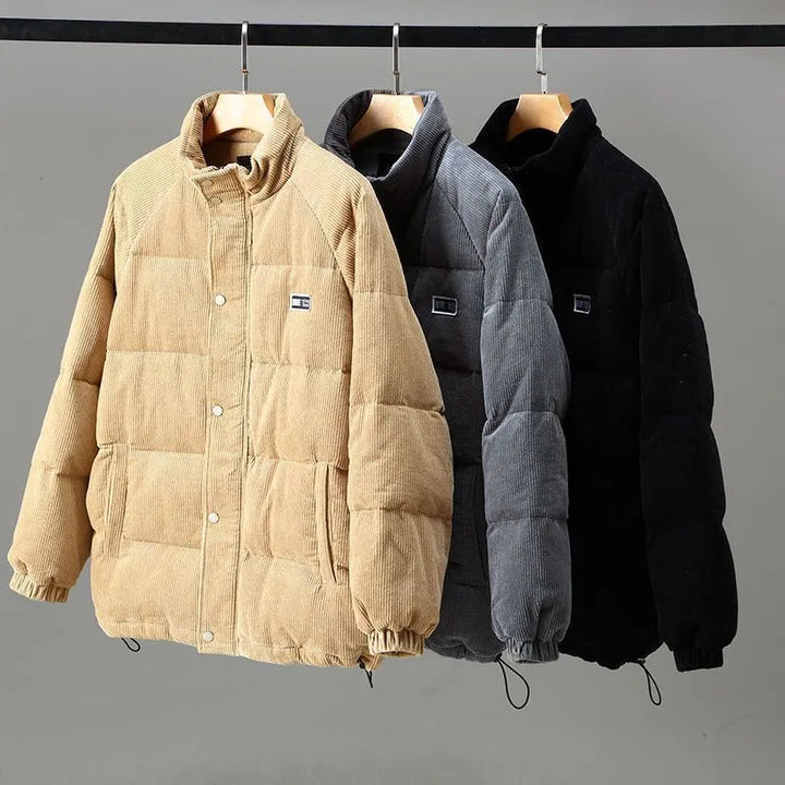 Men's Corduroy Jacket with Hood and Zip Front