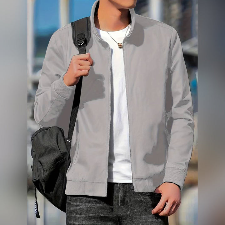 Men's Bomber Jacket with Zip Front and Side Pockets