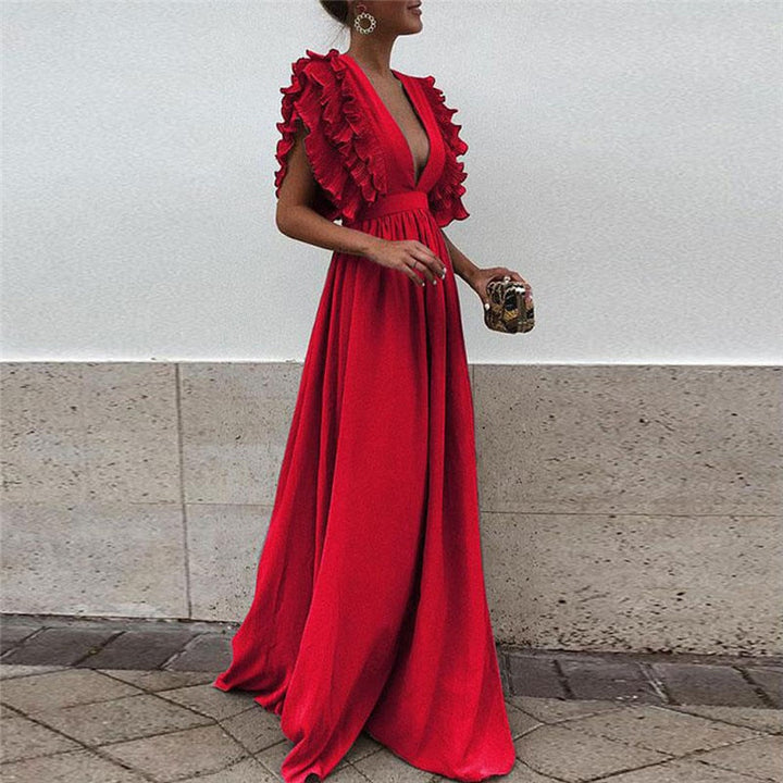 Ariella - Elegant Ruffle Sleeve Maxi Dress