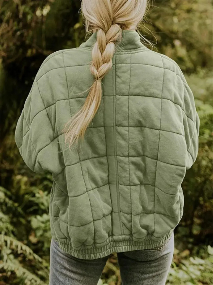 Women's Quilted Coat with a High Neck and Pockets