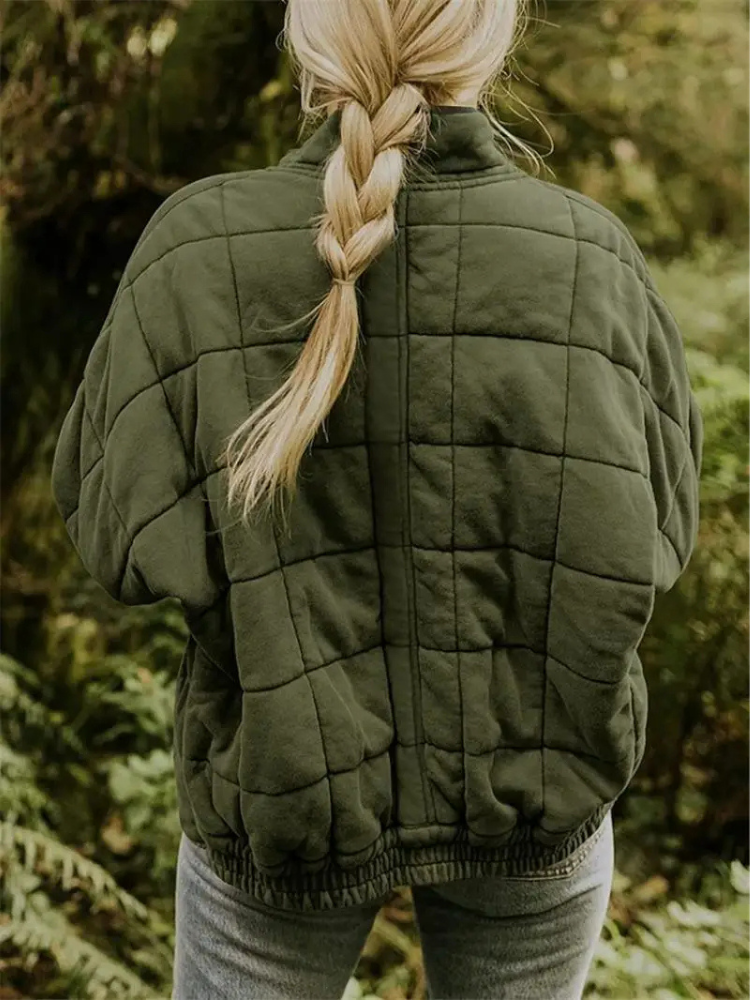 Women's Quilted Coat with a High Neck and Pockets