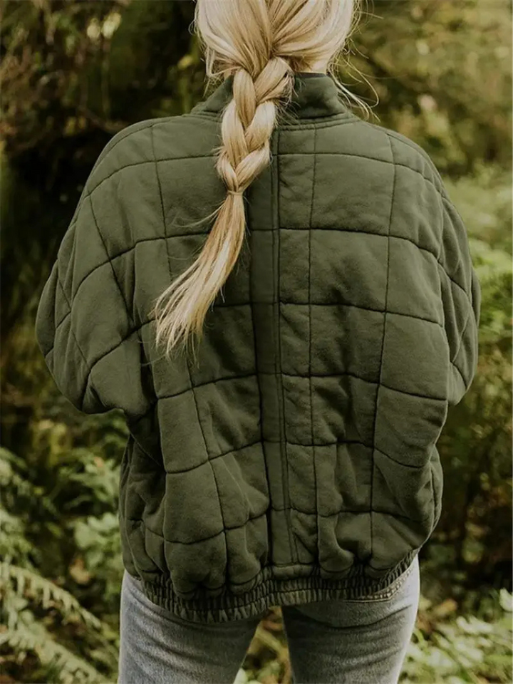 Women's Quilted Coat with a High Neck and Pockets