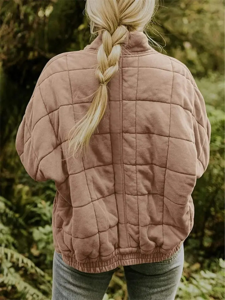 Women's Quilted Coat with a High Neck and Pockets