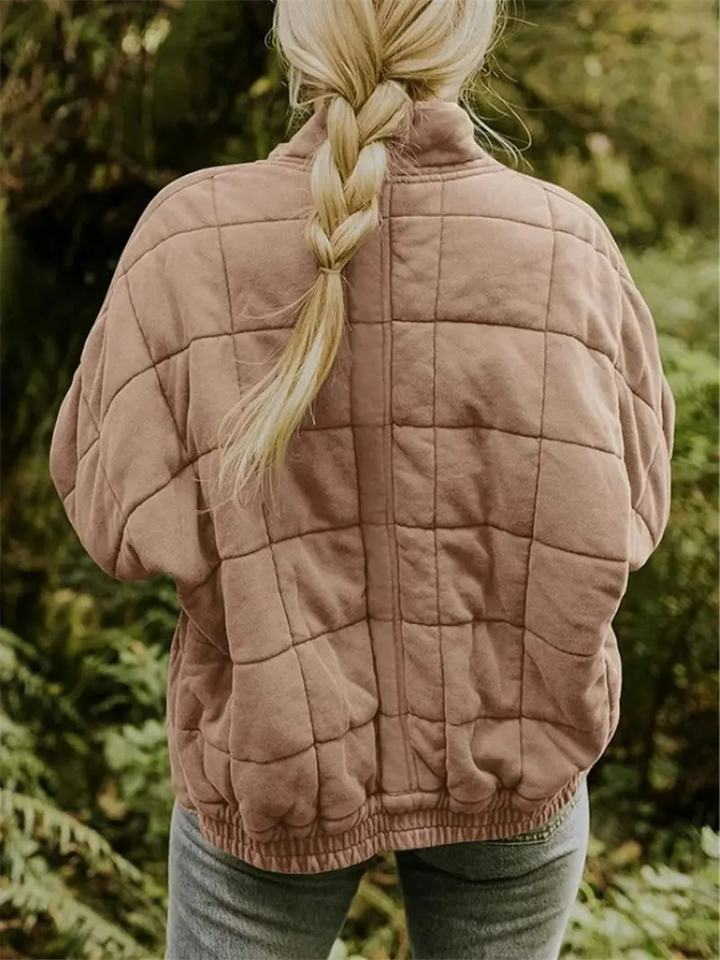 Women's Quilted Coat with a High Neck and Pockets