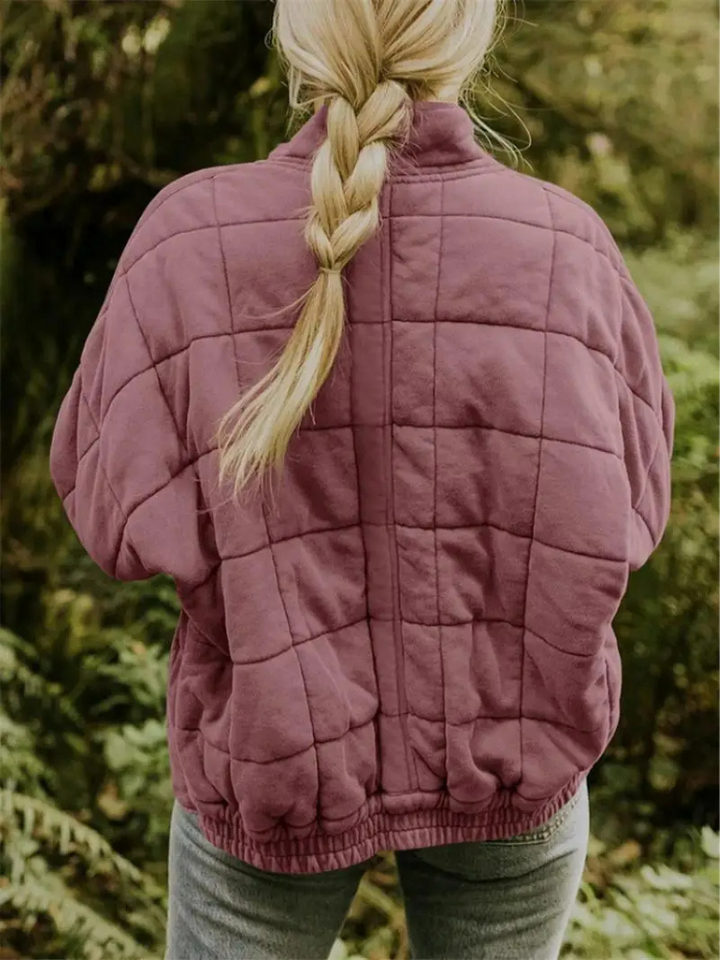 Women's Quilted Coat with a High Neck and Pockets