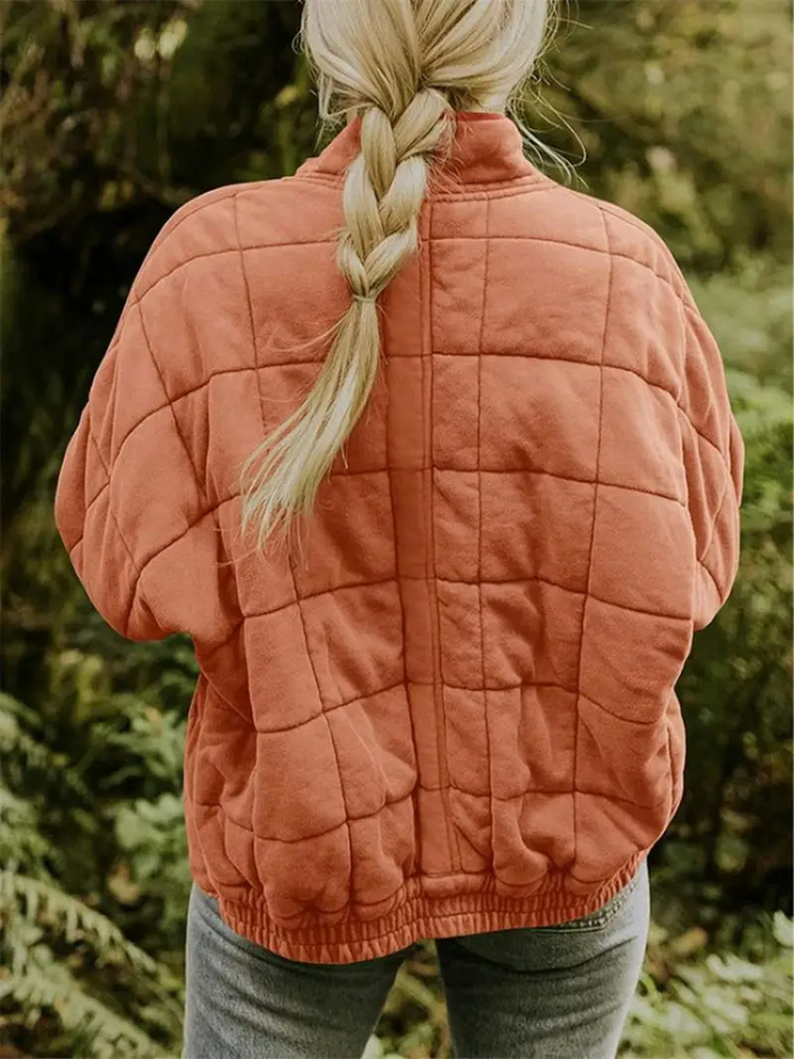 Women's Quilted Coat with a High Neck and Pockets